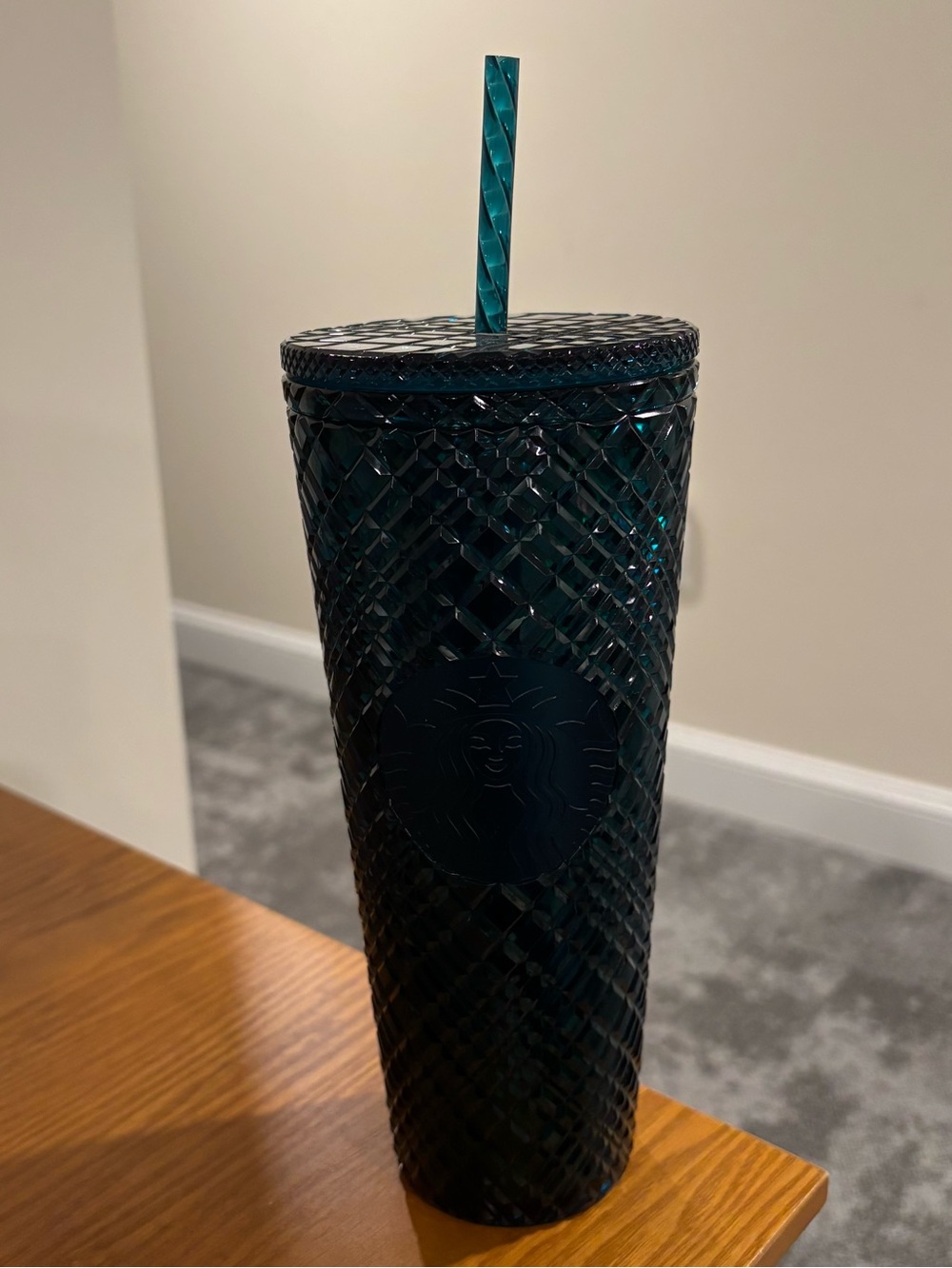 Starbucks 2021 Holiday Green Jeweled Tumbler Cup 24 OZ W/Straw